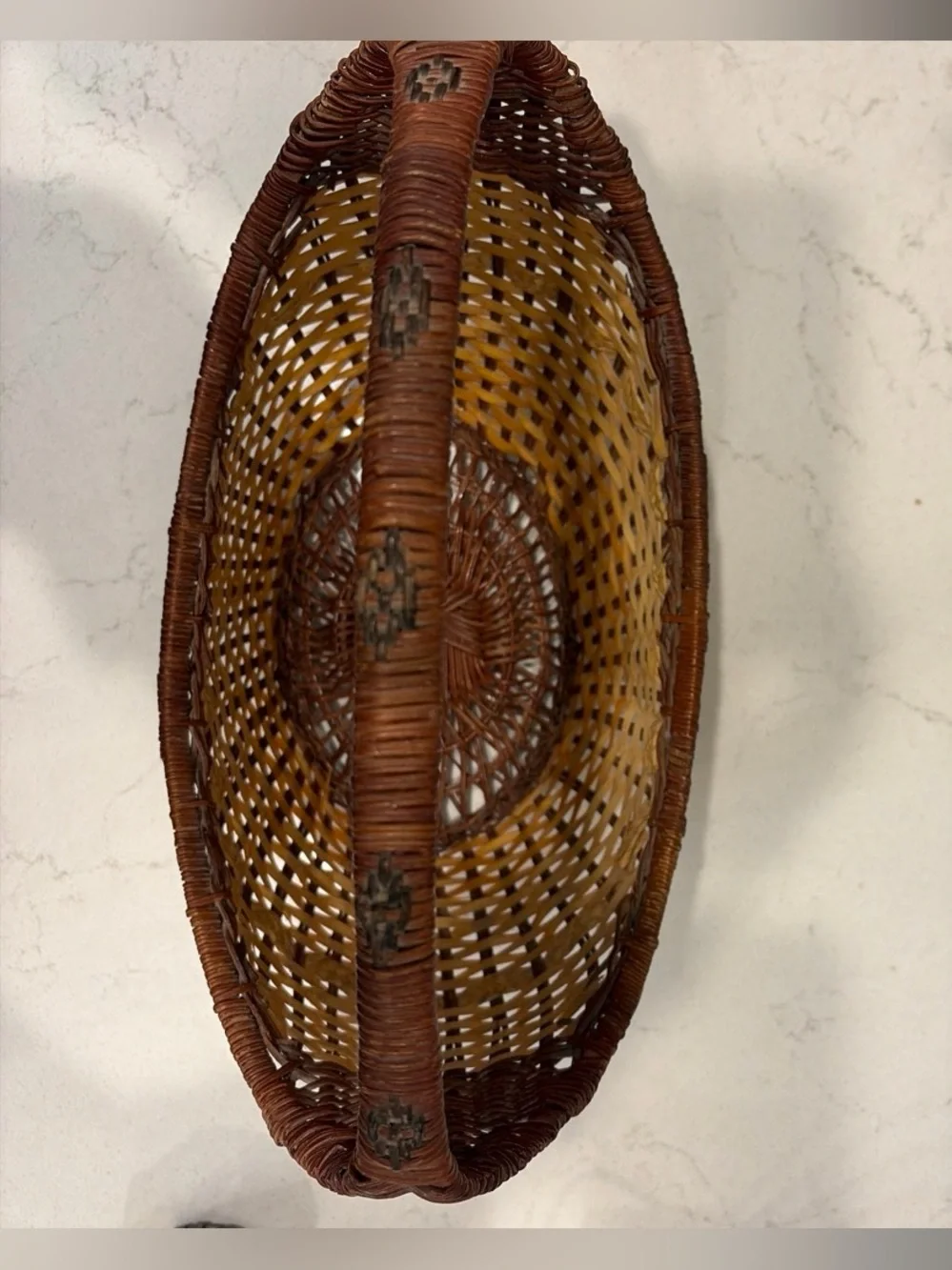 Vintage Large Two-Tone Wicker Bonnet Basket